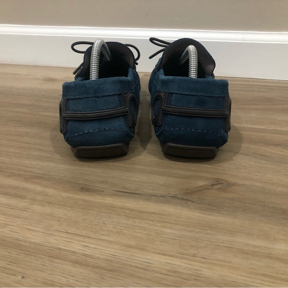 Salvatore Ferragamo Atlante Blue Suede Men Drivers Loafers Logo Back 10 EE - Picture 5 of 6